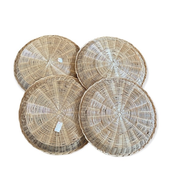 Vintage Wicker Woven Boho Plate Charger Wall Decor set of 4 - Picture 2 of 6
